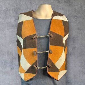 Handmade Vintage Geometric Vest With Toggles & Chain Closure